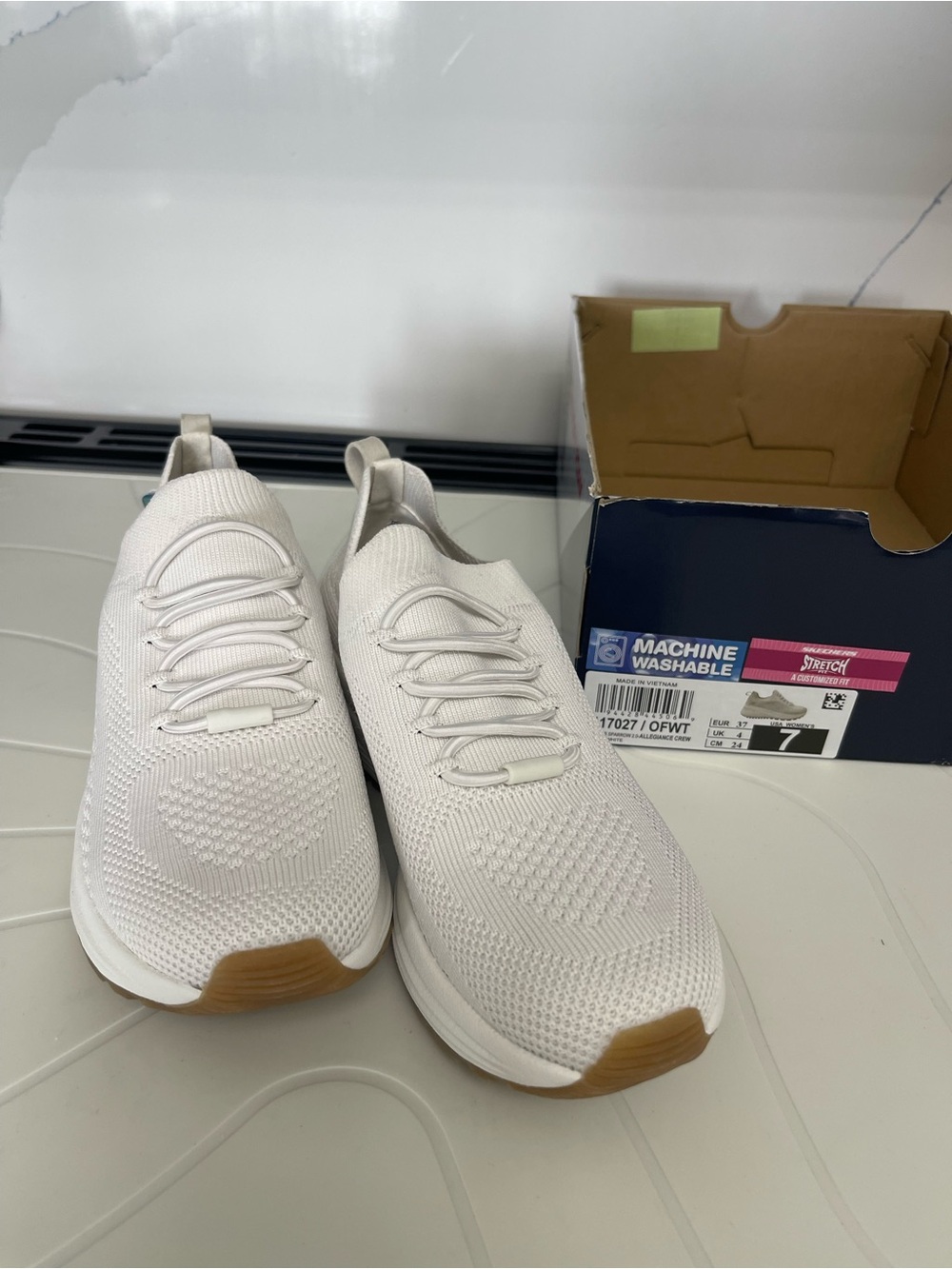 Skechers Bobs Sparrow 2.0 Allegiance Crew Off White Women Stretch Sneakers 7.5 - Picture 7 of 10